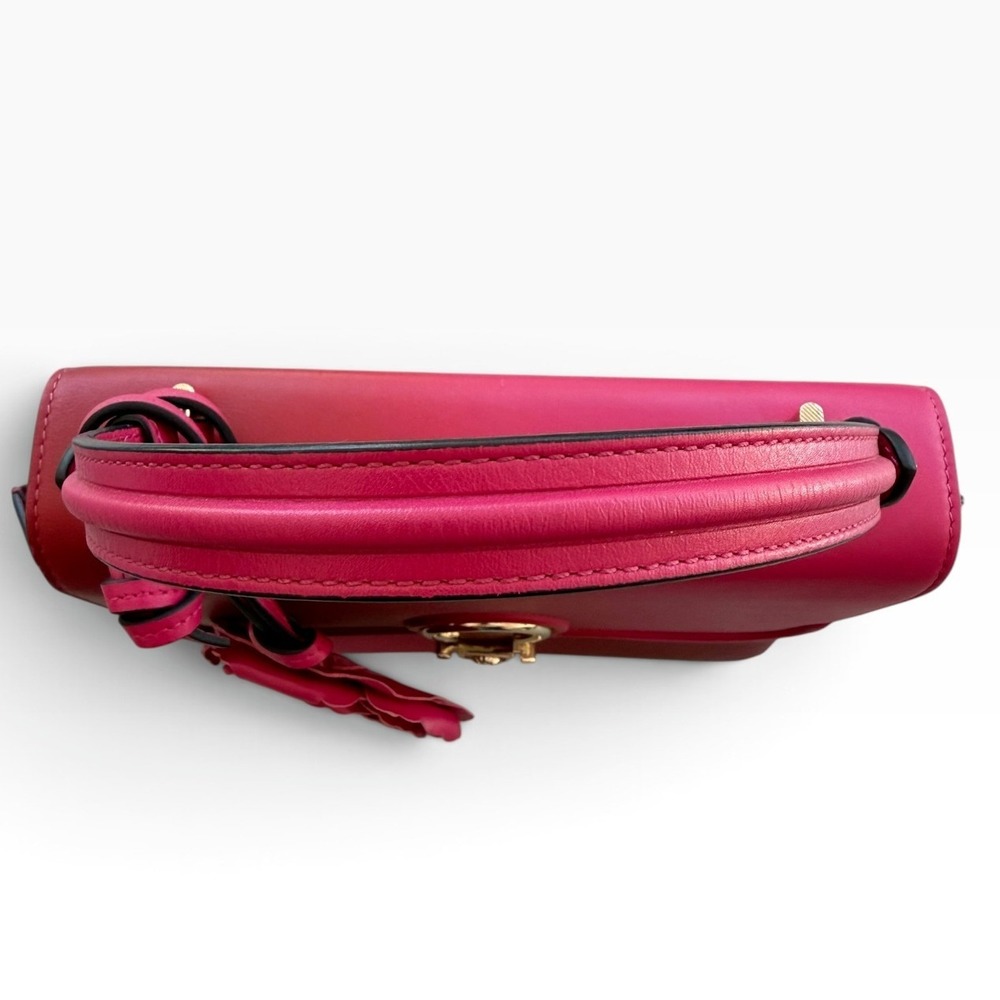 Versace DV One Limited Edition Pink Red Leather Top Handle Bag Flower Charm - Picture 8 of 16